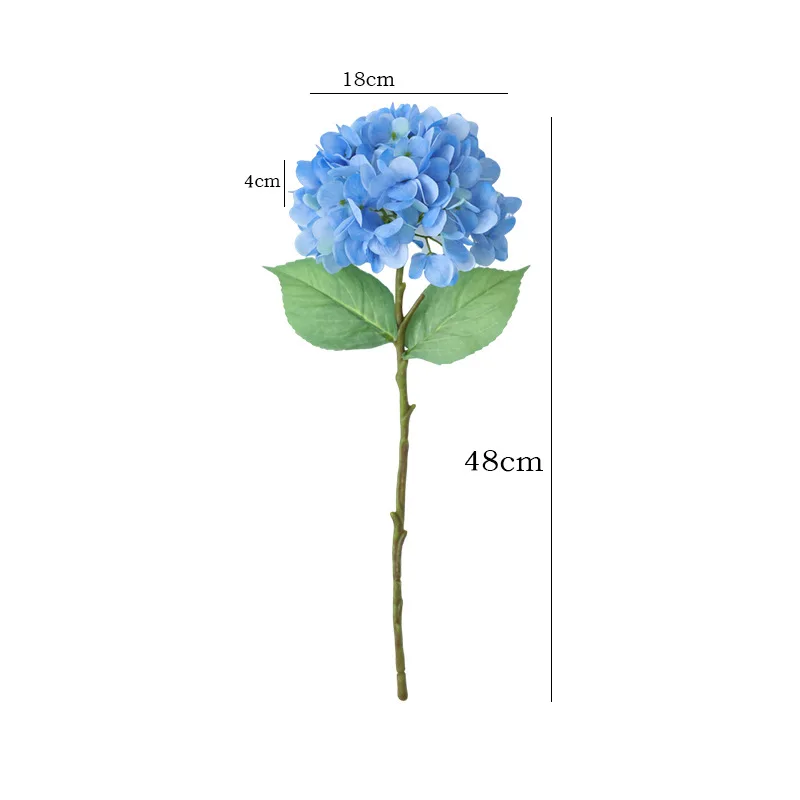 48cm Mini Hydrangea Artificial Flower Single Branch Hydrangea Decoration Wedding Hand Bouquet Rose Wall Fake Flower Home Decor