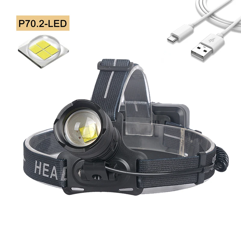 30W Headlight LED Rechargeable Headlamp Zoomable Spotlight For Car Repair Working light USB Torch Powerbank 18650