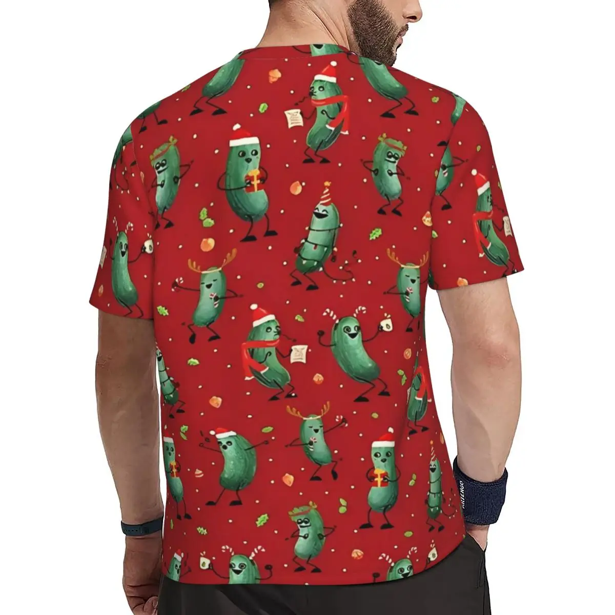 Christmas Pickle Pattern Red Sportswear T Shirt Harajuku T-Shirts Men Streetwear Tee Shirt Summer Short Sleeve Pattern Tops