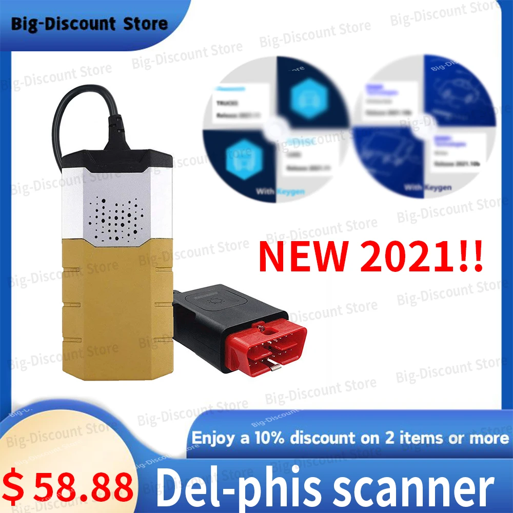 New Vci Vd Ds-150e Obd2 Scanner with Bluetooth 2021.11 Keygen on Cd for TNESF DELPHIS ORPDC Cars Trucks Diagnostic Tools