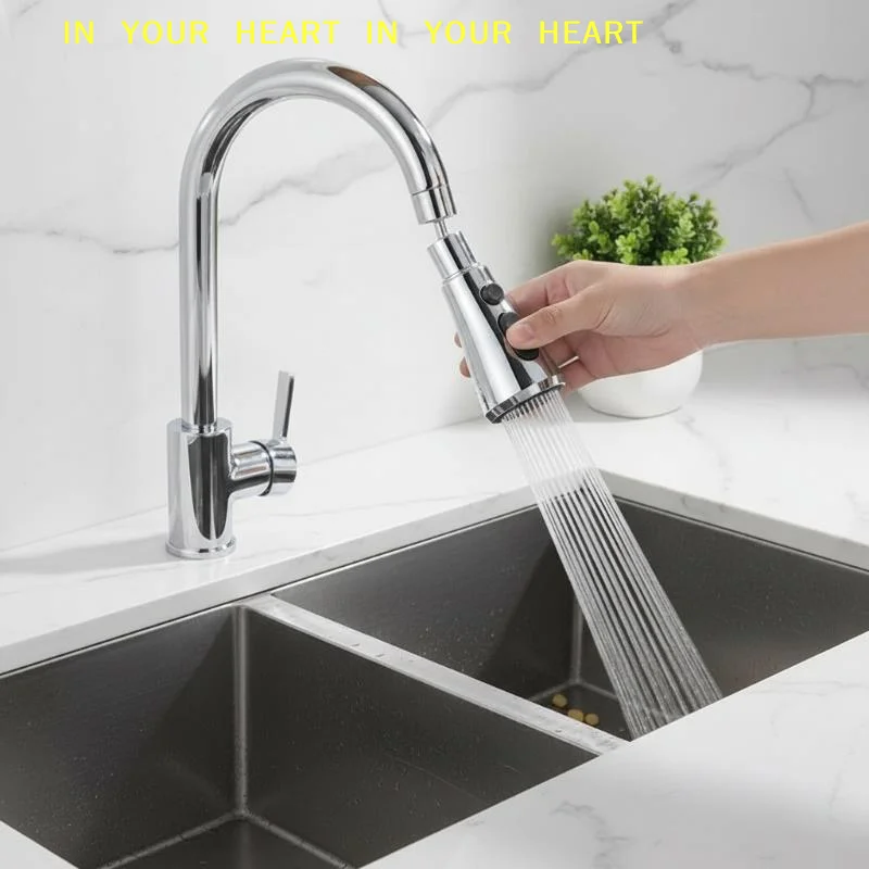 【X】3 In 1 Kitchen Faucet Extender Universal 360° Rotate Pull Out Tap Flexible Adjustment for Vegetable Fruit Washing Kitchen