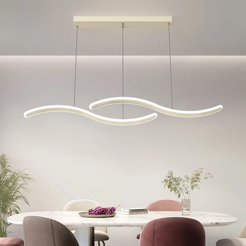 Restaurant Pendant Light Nordic Modern Minimalist Desk Bar Table Lamp Light Luxury Dining Table Wave Line LED Dining Room Light