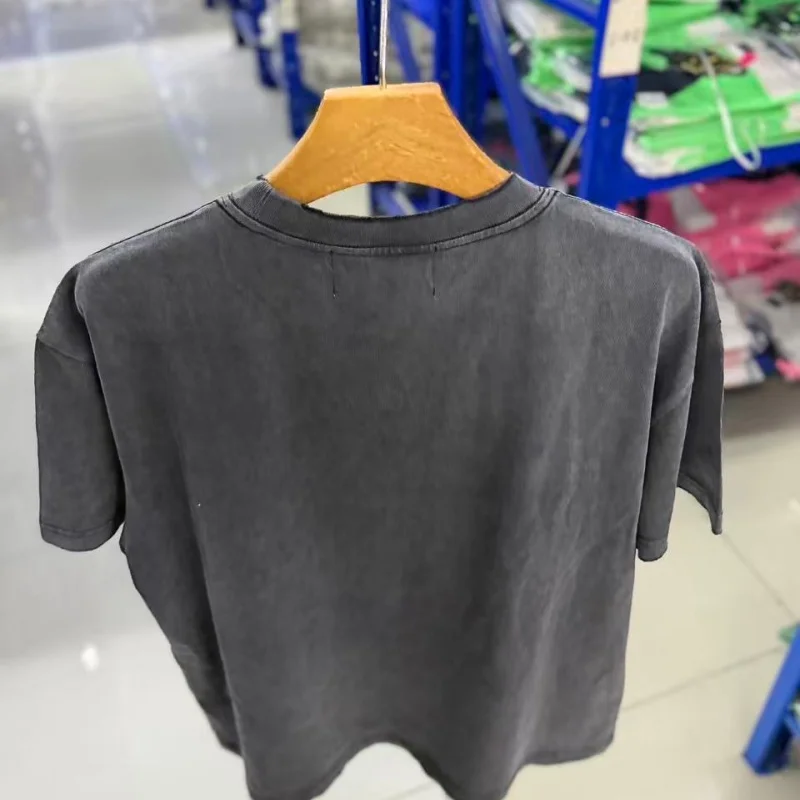 Mens Acid Wash Black Short Sleeve T-Shirt Satoshi Nakamoto Boxy Colorful Stud Crack Letter Circle Print tee
