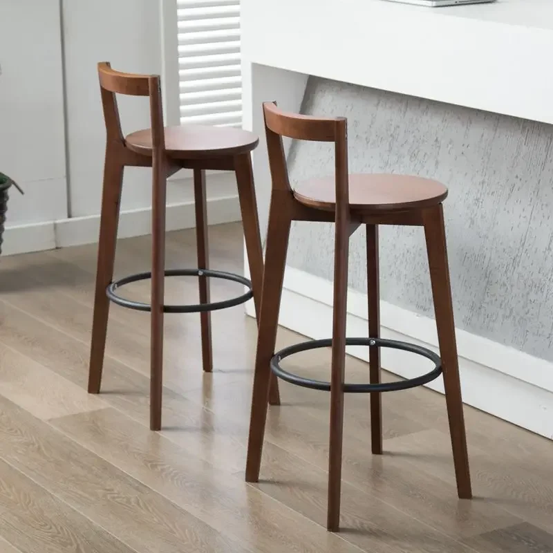 Bar chair Nordic solid wood modern minimalist creative bar stool new Chinese balcony home light luxury backrest high chair