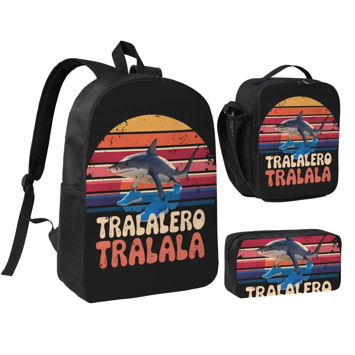 

Винтажный рюкзак Tralalero Tralala для студентов, итальянский Brainrot, сумка для ноутбука, компьютера, сумка для обеда, пенал