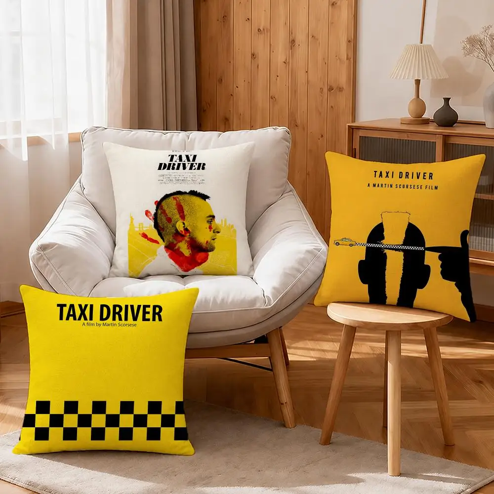 Movie Taxi Driver Cushion Cover Linen Anti-Mite Antibacterial Cushion Cover Invisible Zipper Sofa Decor