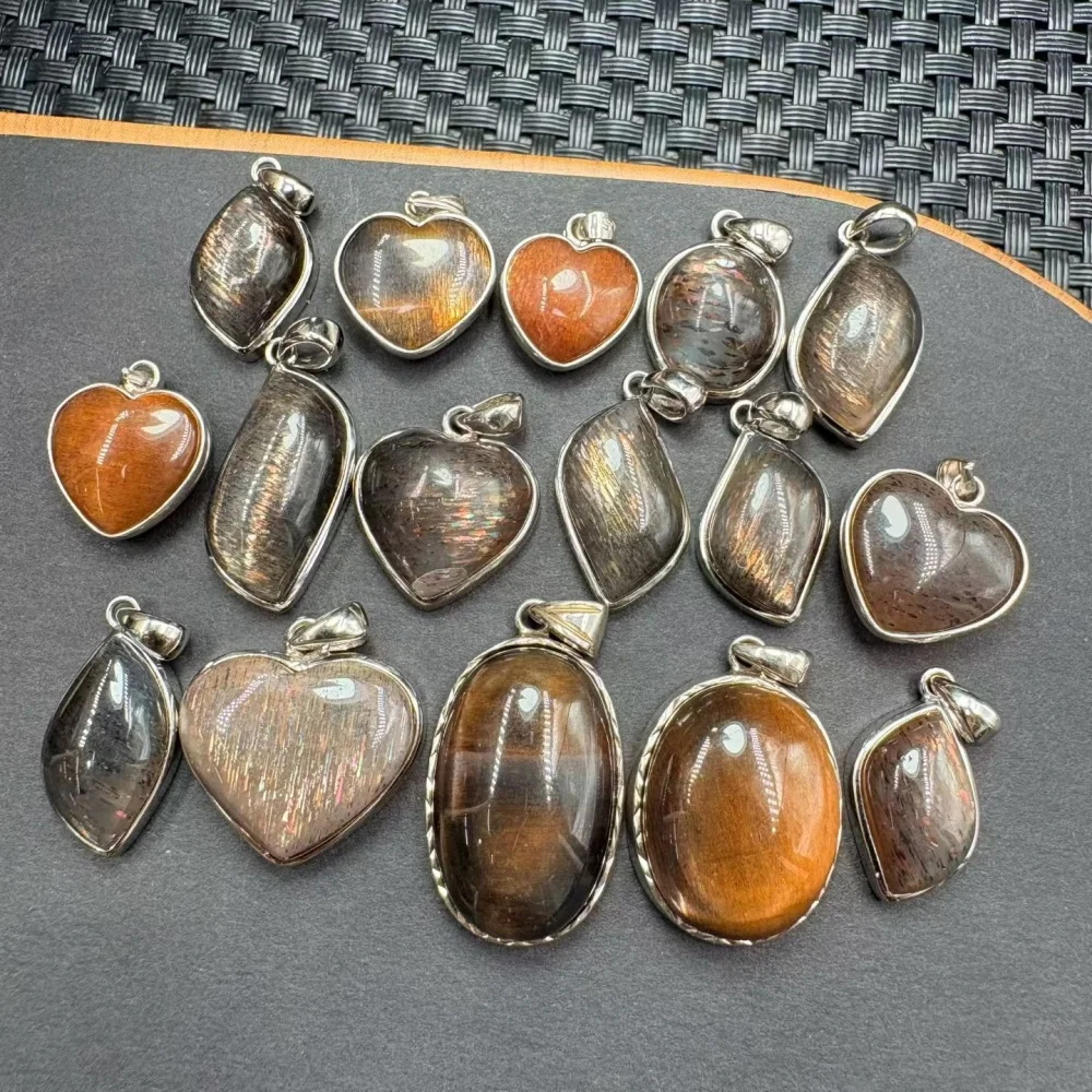S925 Natural Rainbow Skeletal Quartz Pendant Jewelry For Women Man Healing Crystal Reiki Gemstone Gift 1pcs