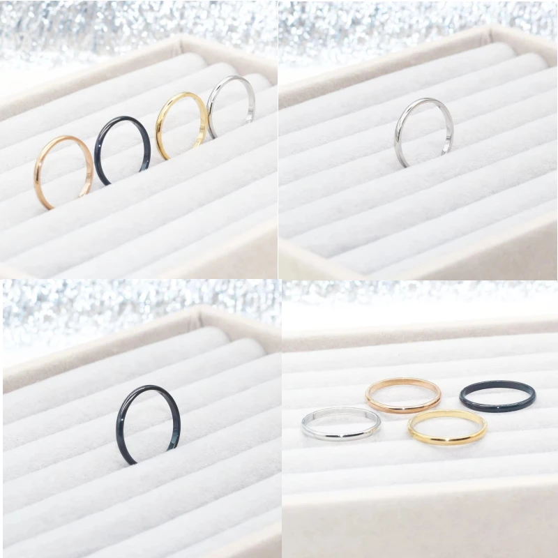 Hypoallergenic Stainless Steel Rings Minimalist Style Slim 2MM Width IP Plated Unisex Jewelry Resistant to Fade