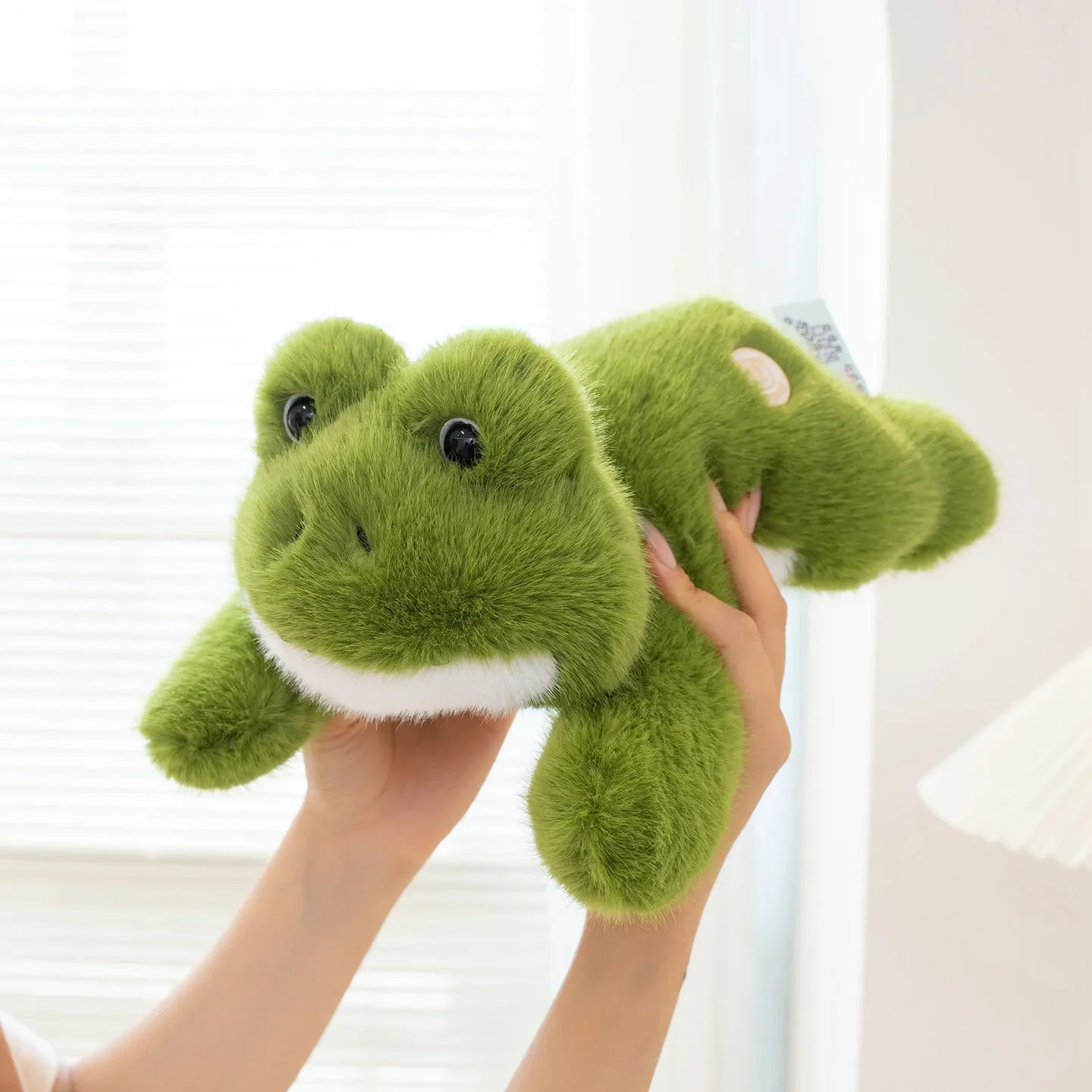 

Cozy Cartoon Frog Plush Toys High Quality Stuffed Lying Prone Frog Throw Pillow Lovely Warm Sleeping Companion Children Gift