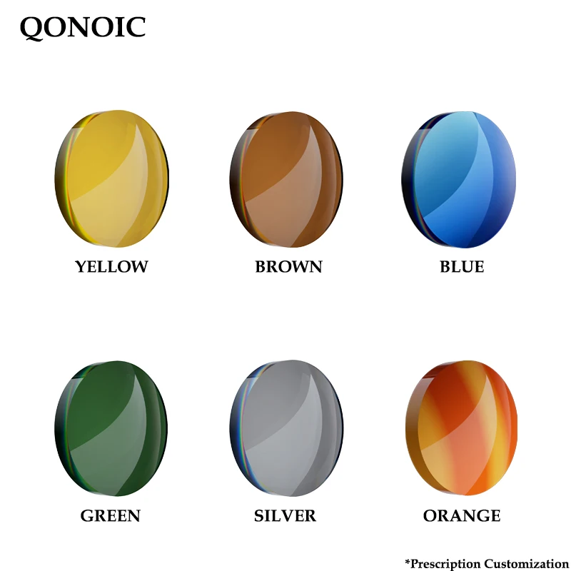 

QONOIC 2pcs/1pair Optical Lenses for Men Women Multi Color Prescription Sunglasses Lenses myopia 1.56 1.61