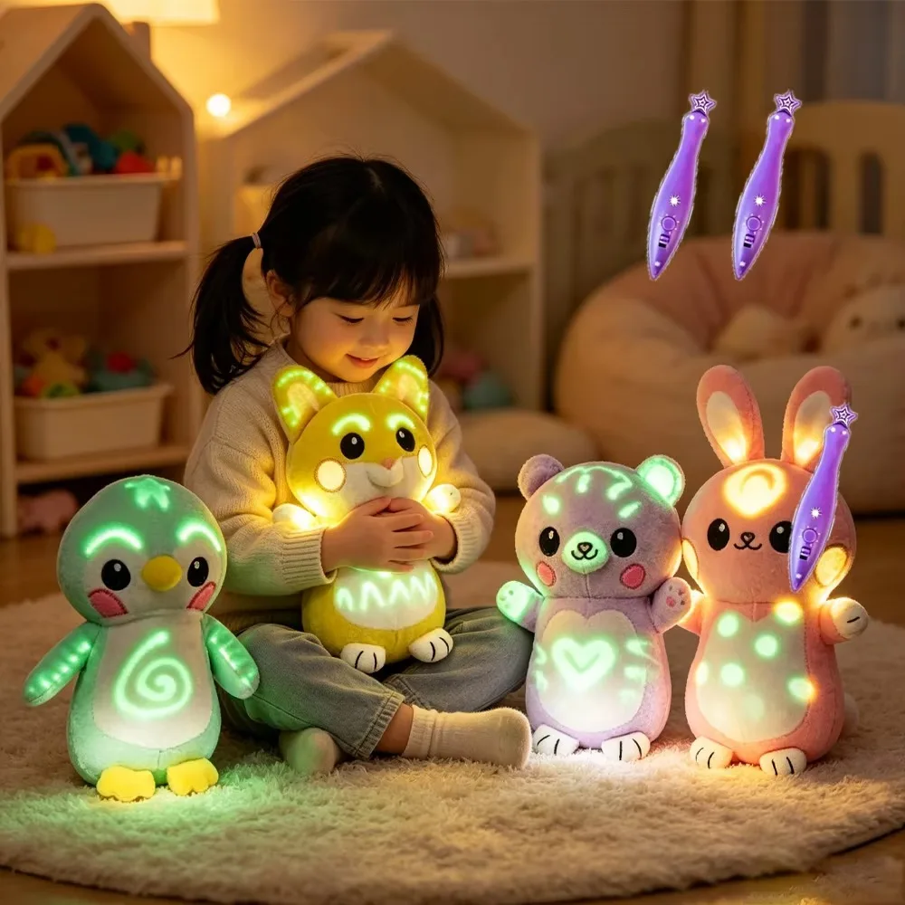 2026 In Stock Luminous Baby Plush Doll Night Light Painting Soothing Children's Toy Gift Bedtime Accompanying Travel Doll