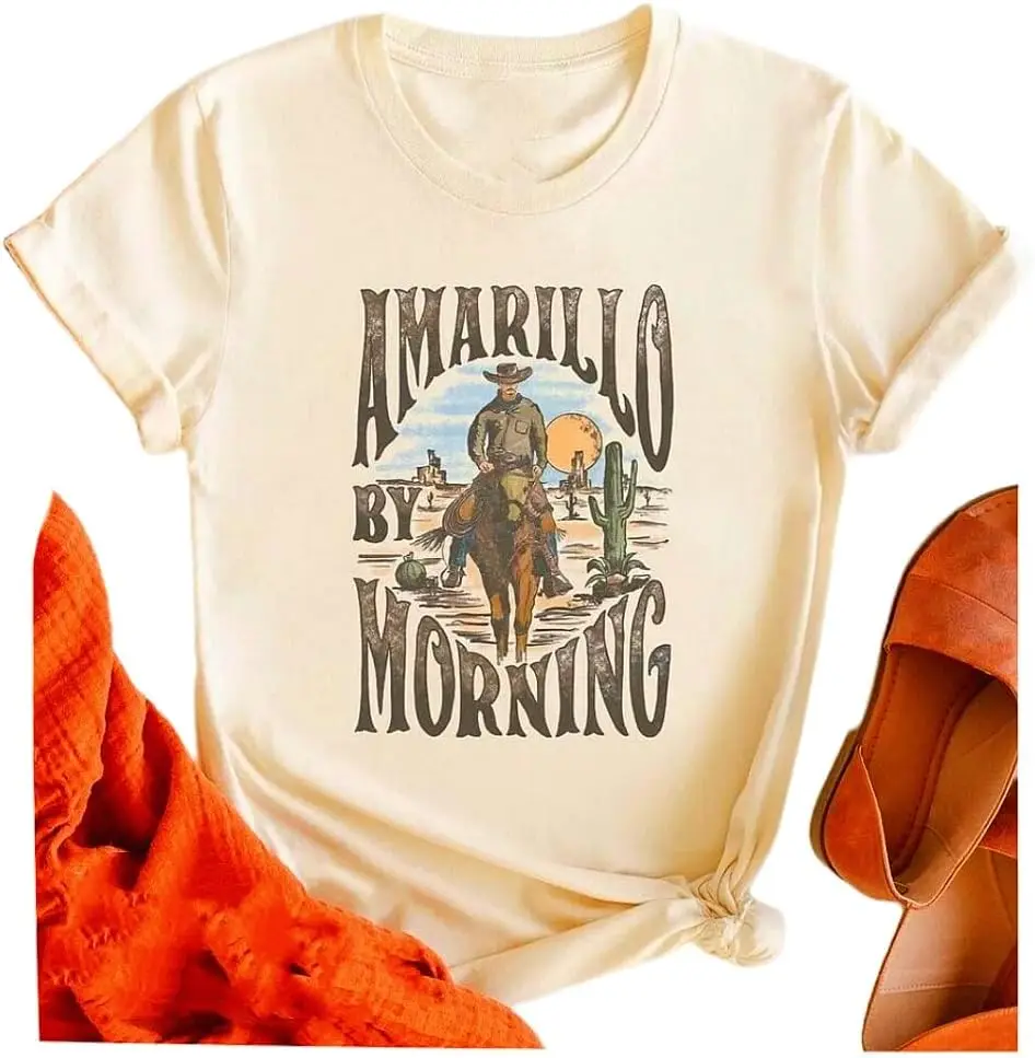 Women Amarillo by Morning Shirt Western Cowboy Country Music T-Shirt Cowgirl Gift Graphic Tee