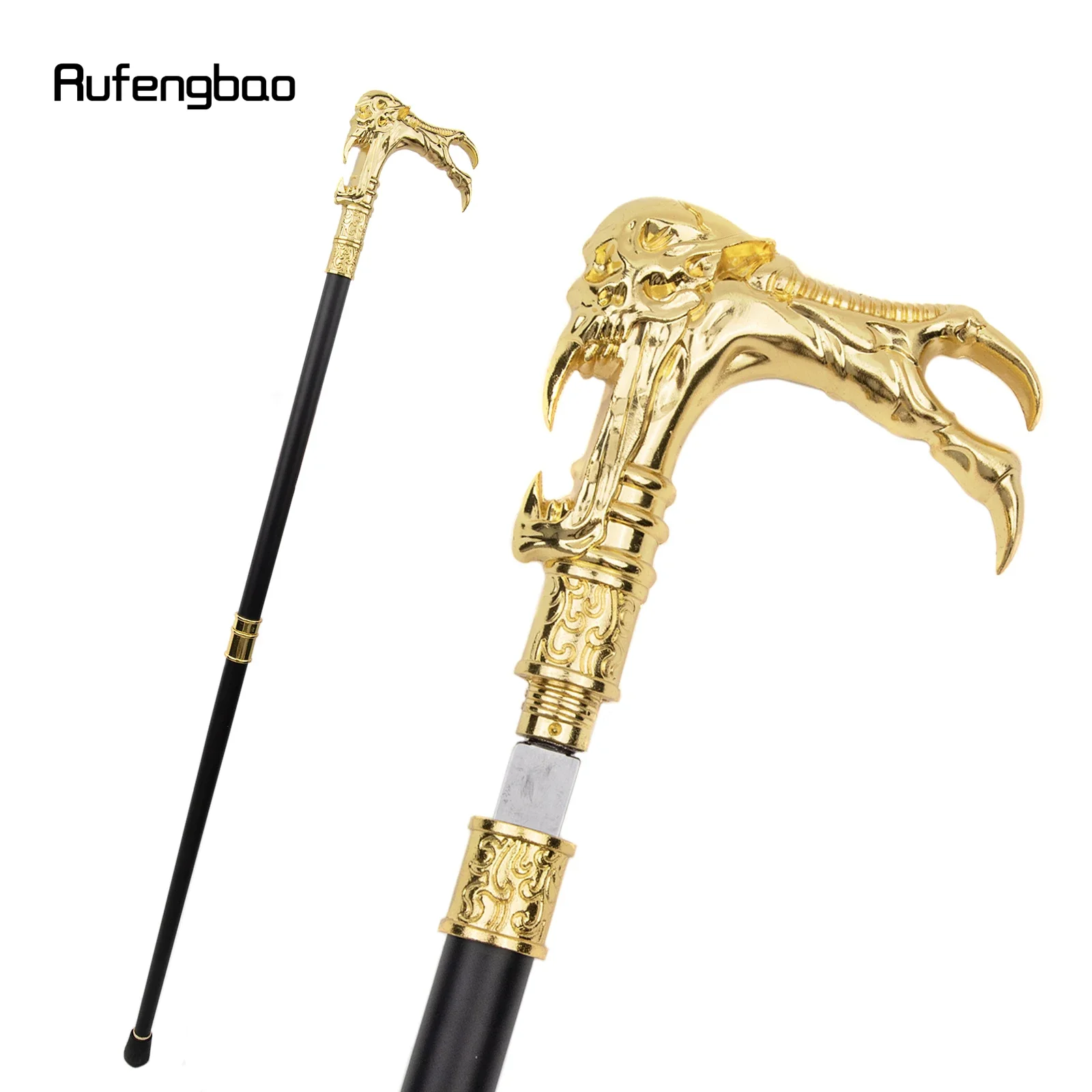 

Golden Ghost Skull Head Walking Stick with Hidden Plate Self Defense Fashion Cane Plate Halloween Cosplay Crosier Stick 93cm