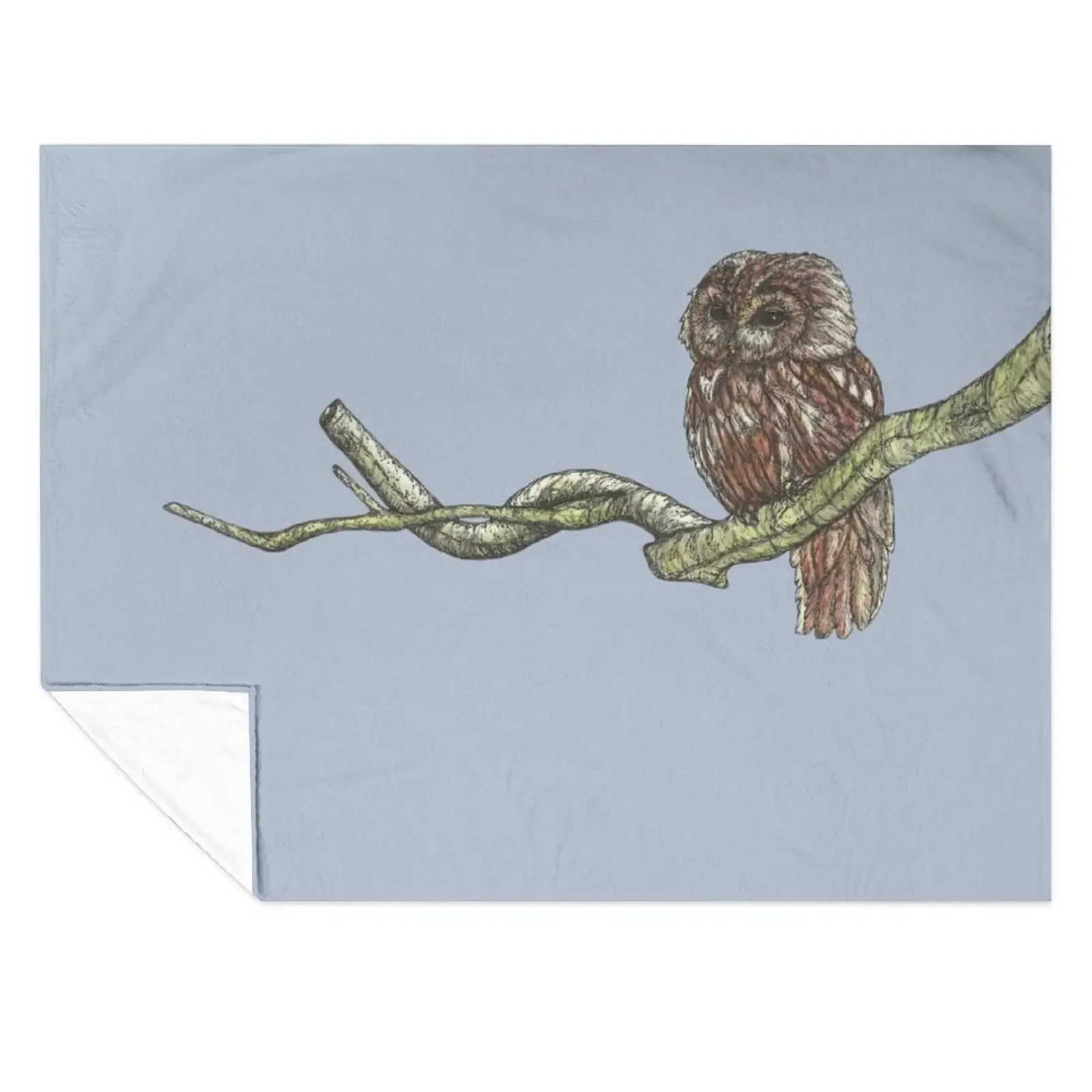 

Tawny Owl on a Branch Throw Blanket Furrys Plaid on the sofa Cute Winter beds Blankets