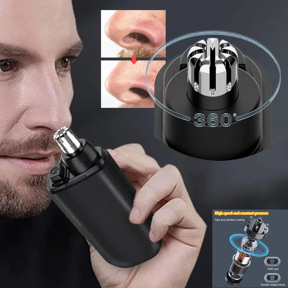 

Nose Hair Trimmer USB Charging Dual-Edge Blades Electric Portable Men Mini Nose Hair Trimmer Face Care Kit Tools 7000 RPM