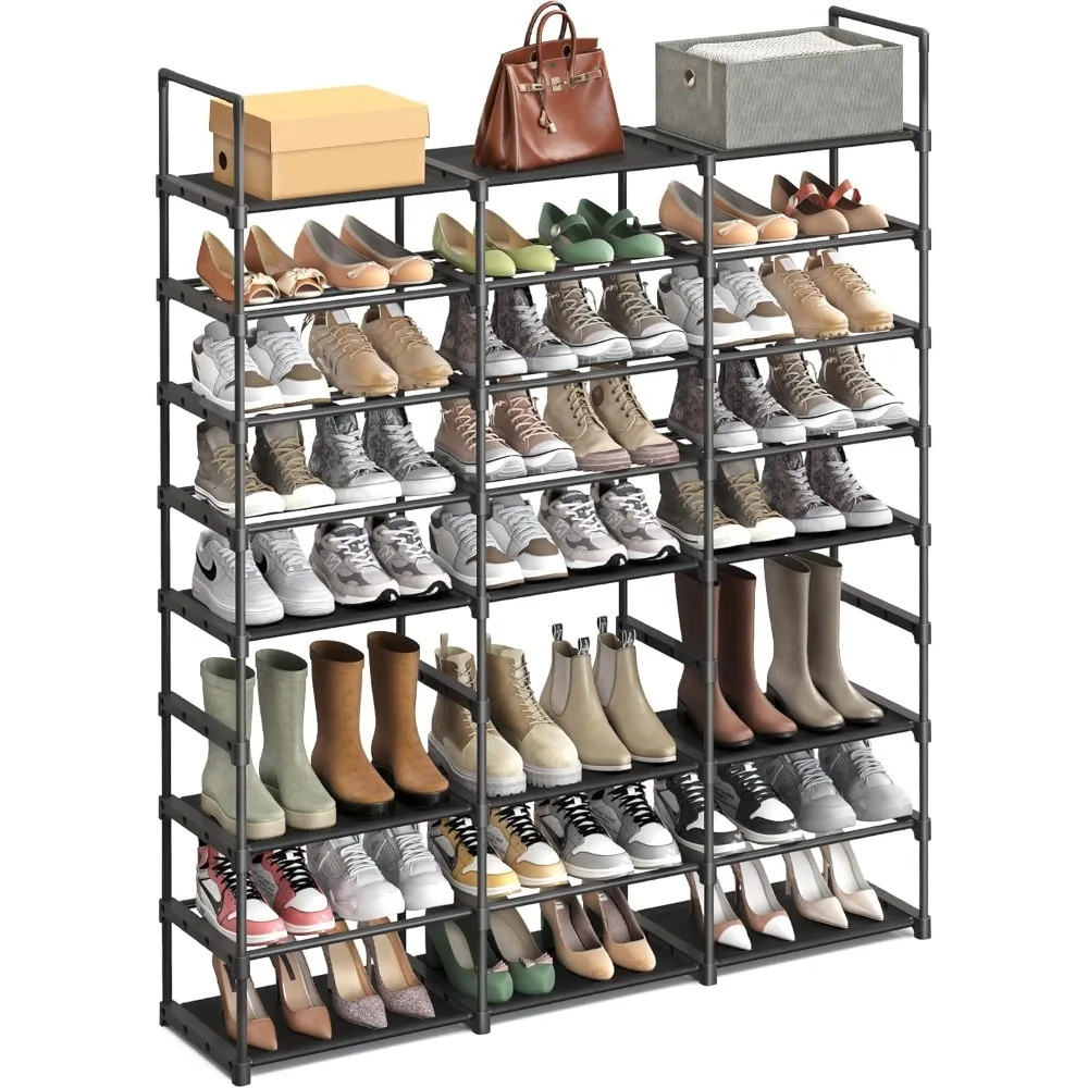 

8-Tier Shoe Organizer, Shoe Storage Holds up to 48 Pairs, Stackable, Large Capacity, Steel Tubes and Non-Woven Fabric