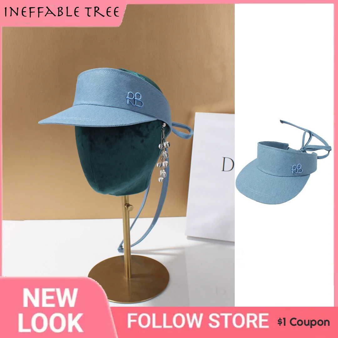 

3D Letter Denim Sun Protection Beach Hat Cowgirl Baseball Cap for Women Versatile Casual Empty Top Designer Viosr Cap Casquette