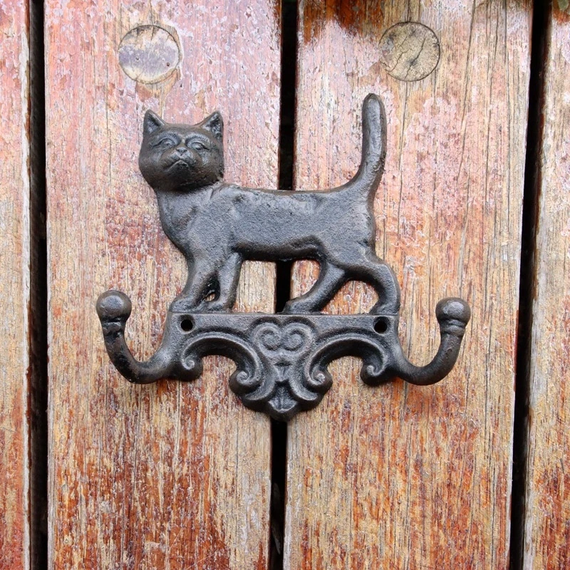 Wall Hook Cast Iron Animal Coat Hanger Rust-Resistant Key Holder for Garden Fence Patio Balcony Entryway Outdoor Decor