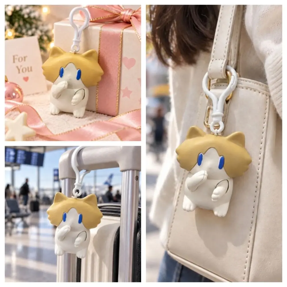 Backpack Interactive Salary Cat Keychain Funny Cute Keyring Pull-String Pendant Bag Pendant Cartoon Hand-Waving Keychain Kids