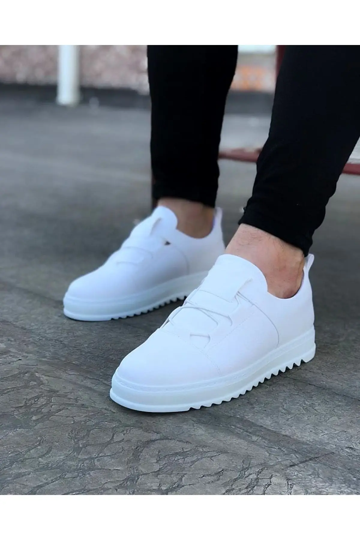 Wagon Men's Sneakers Sport Shoes White Lace Up Closure Faux Leather Spring and Autumn Seasons Comfortable Slip On In 2022 Fashion Wedding Orthopedic Suit Unisex Light Odorless Breathable WG036