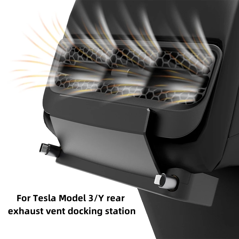 Для Tesla Model 3/Y 2021-2023 док-станция, защитная крышка заднего выхлопного воздуховыпускного отверстия Type-C PD 27 Вт, быстрое зарядное устройство