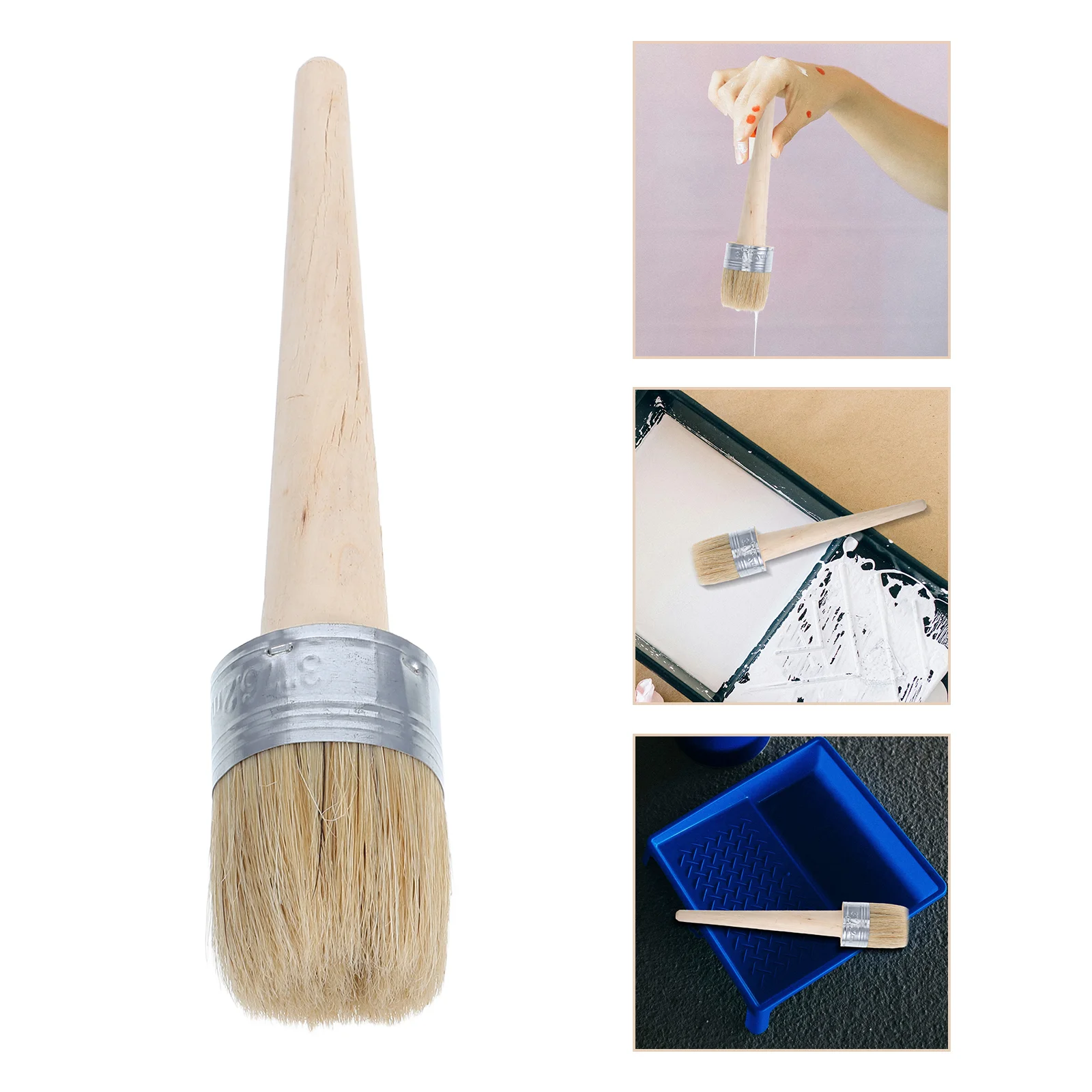 Estênceis florais de cera de tinta de giz para pincel de pintura redondo com rolo de cadeira macia de cerdas