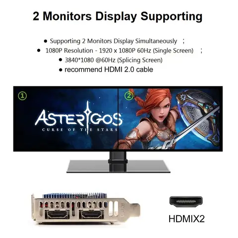 SRhonyra GT730 4GB Graphics Card 1080P Low Profile GPU DDR3 2HDMI 2 Monitor Display  PCI-E2.0 16X ,Computer GPU,1Year Warranty