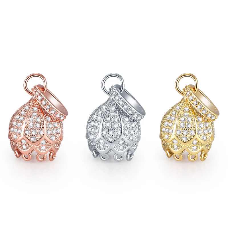 Juya 18K 골드 도금 장식 패스너 크라운 커넥터 펜던트 액세서리 DIY 여성용 태슬 진주 보석 목걸이 만들기
