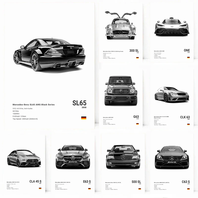 Modern Mercedes Benz Posters Minimalism Benz Cars Prints Canvas Painting Wall Art Pictures Home Living Room Car Decoration