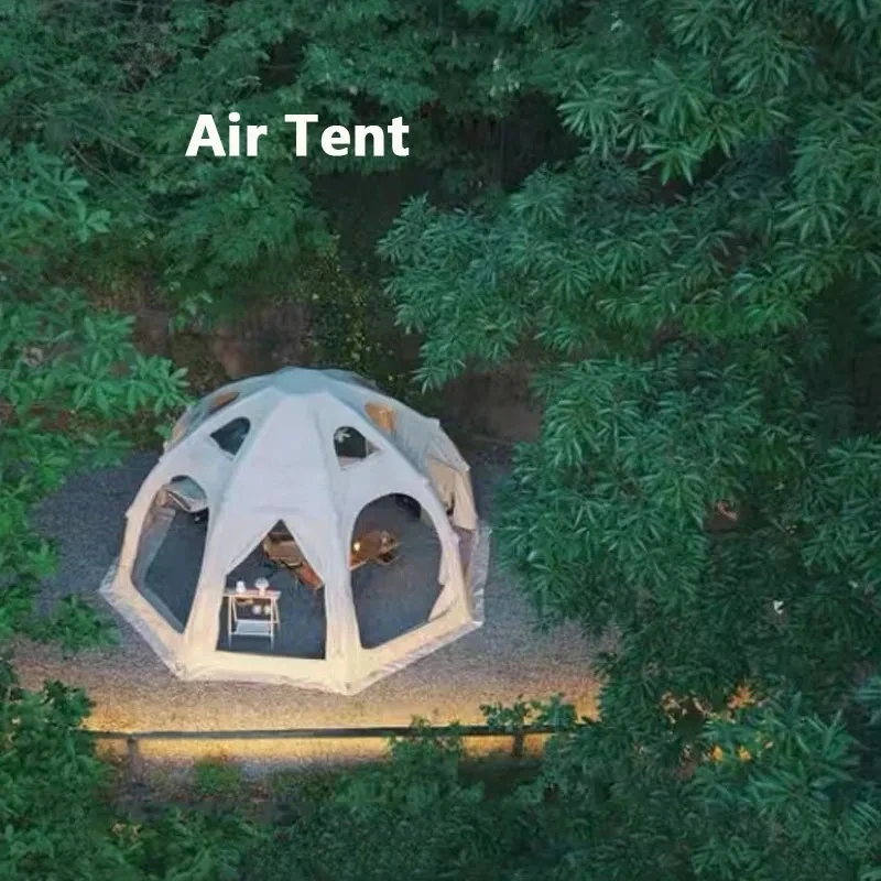 #￥Oxford PVC Mesh Summer Inflatable Camping Tent 5x5m 360-Degree Spherical View Rainproof 3000mm Waterproof Portable