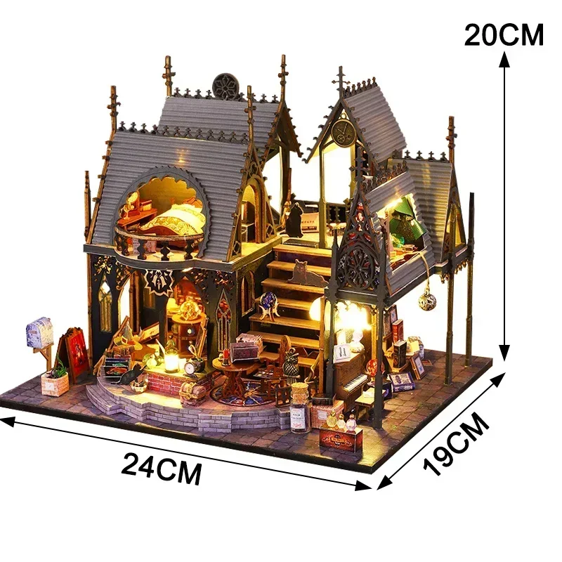 

Retro DIY Wooden Magic Doll House Casa Miniature Ornaments Kits Decoration For Adult Handmade Gift