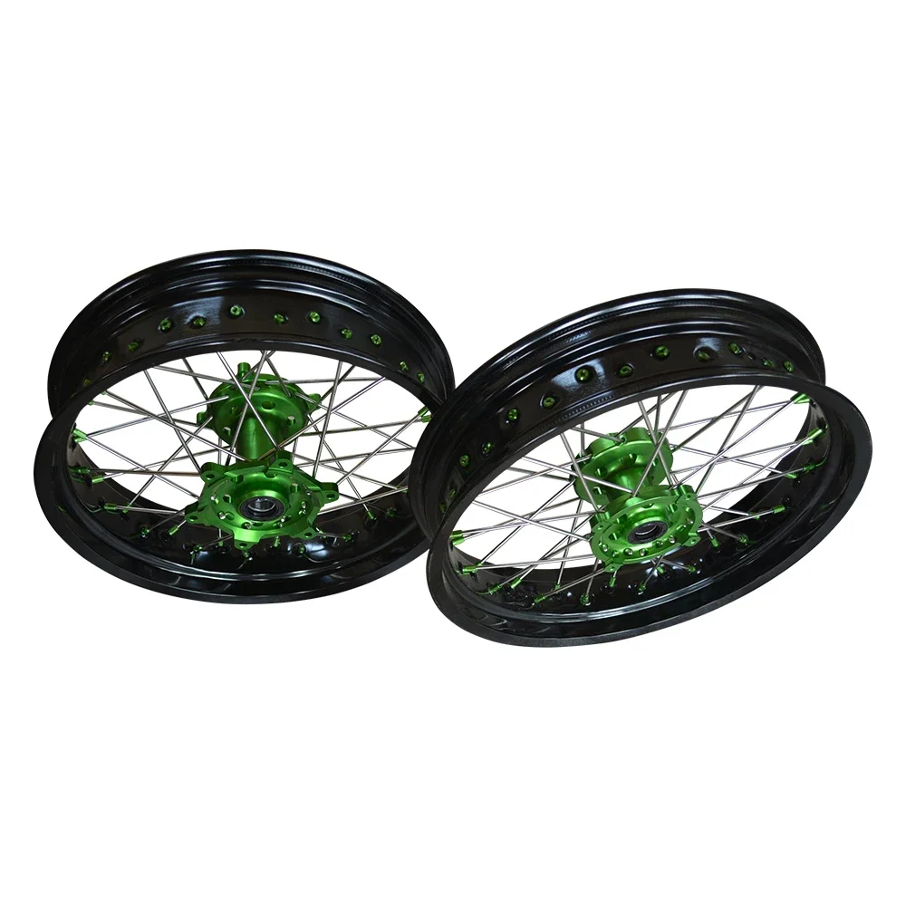 KX450F 2023 17 Inch Aluminum Alloy Anodized Racing Supermoto Wheels Sets For Kawasaki