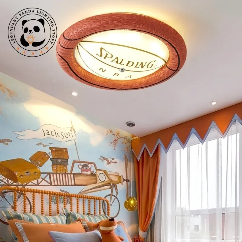 Modern Designer Ceiling Light Creative Cartoon Basketball Resin Fixture Children Bedroom Nursery Kindergarten Parlor Decor Lamps