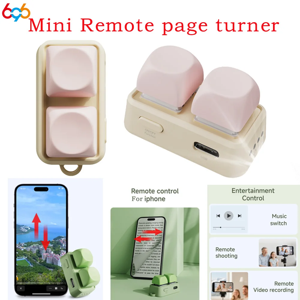 BT5.4 Keypad Dual Button E-book Page Turner For Tablet Mobile Phone Blue Tooth Remote Control Swipe Short Videos For Android/IOS