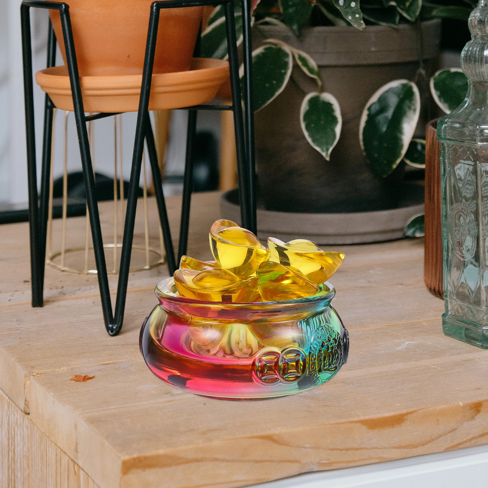 

Small Treasure Bowl Metal Money Basin Fortune Desktop Decor For Office Home Feng Shui Wealth Bowl Ornament Crystal Craft