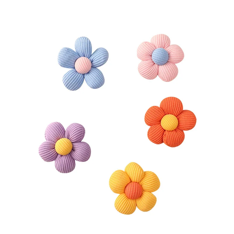 Handmade Fabric Cute Color Flowers Padded Appliques For DIY Headwear Hairpin Clothing Patches Crafts Decoration Accessories