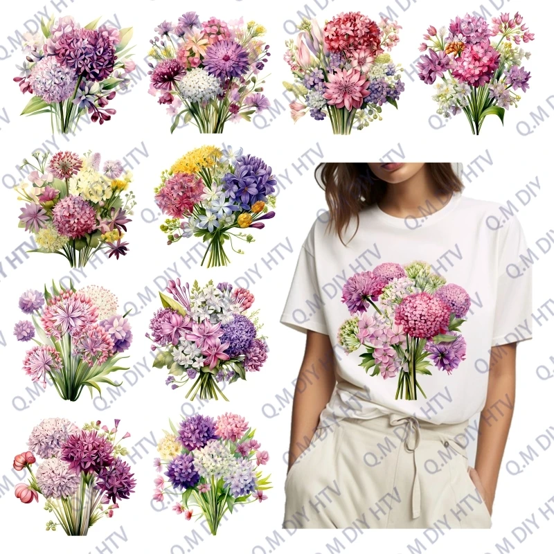 Spring Messenger - Multicolor Primrose Bouquet Heat Transfer Stickers DIY Vinyl Stickers Ironing Printed Clothing Accessories