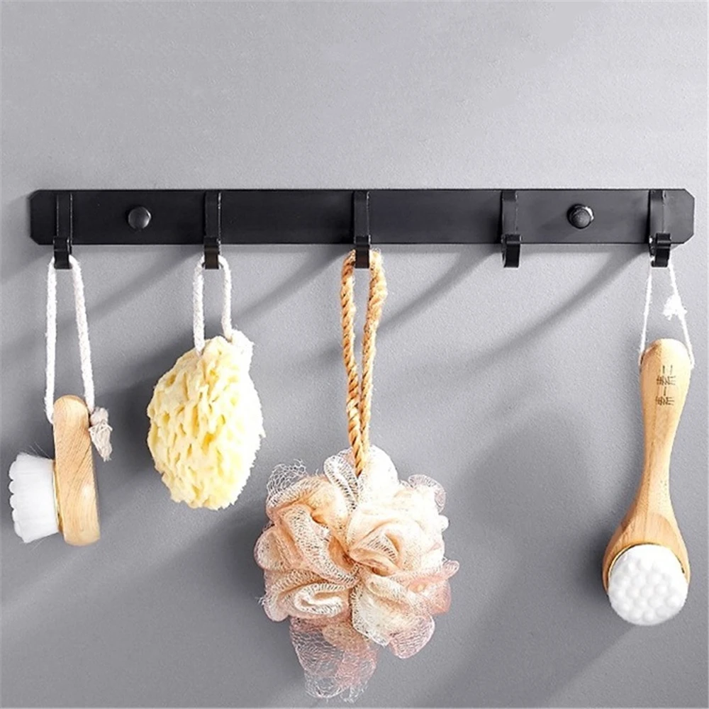 Black Robe Hook Wall Hook Towel Hook for Bathroom Aluminum Alloy Coat Hook Key Holder Rustproof Hook Hanger for Kitchen Hardware