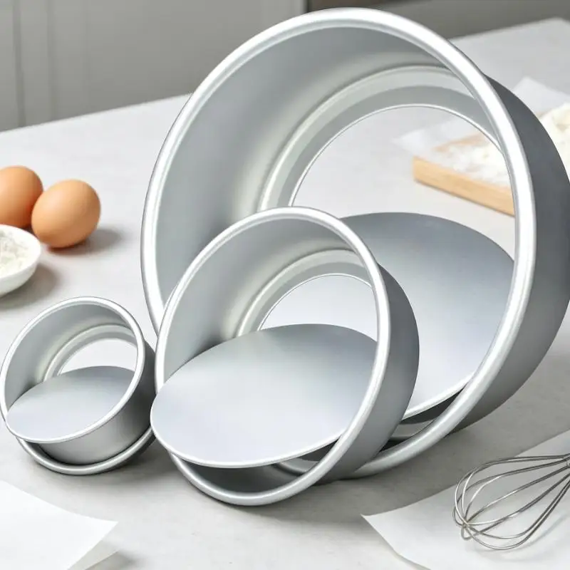 1Pcs Aluminum Alloy Round Cake Pan Set With Removable Bottom Perfect For Home Baking Birthday Cake Making