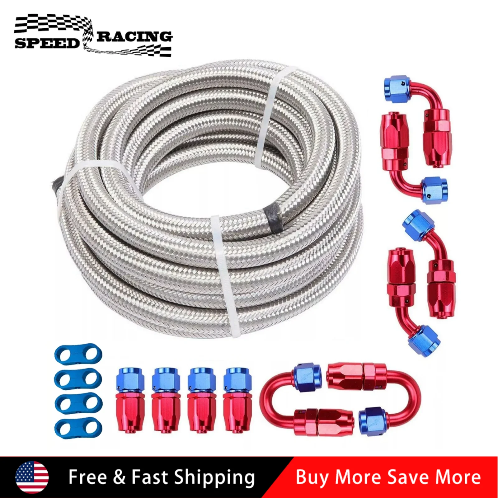 

Топливопровод CPE с нейлоновой оплеткой 6AN и комплектом фитингового шланга из алюминия TF-1014-AN6, серебристый