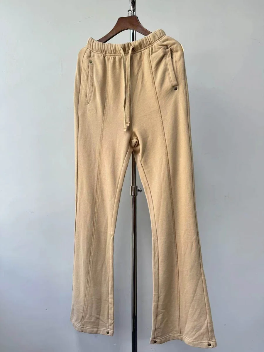 

Thick Loop Material Bell Bottom Sweatpants Elastic Waist Drawstring Classic Design Casual Sports Long Pants Ladies' Jeans