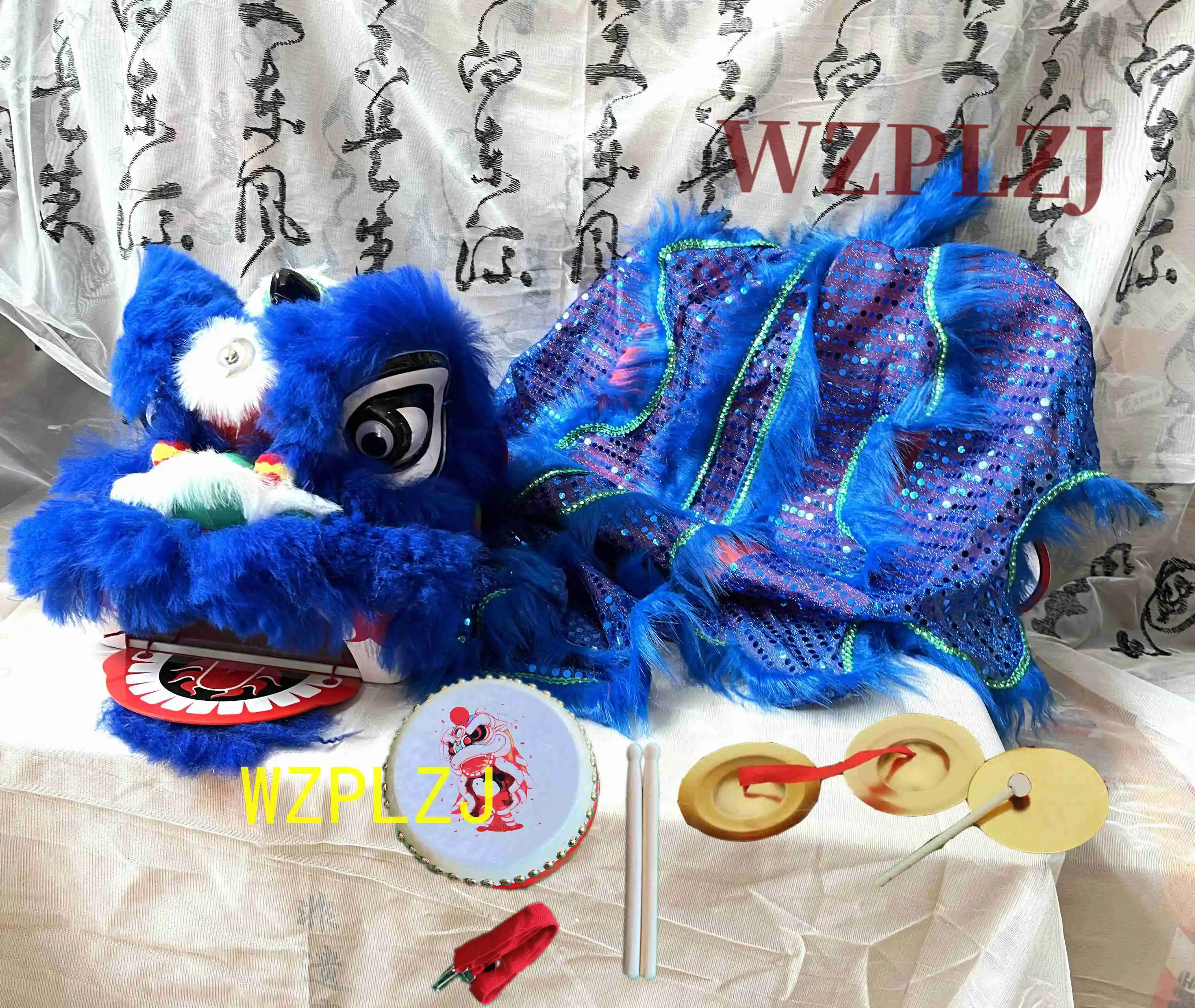 Outdoor Performance 14 inch Lion Dance Costume Drum Gong Cymbals 5-12 Age Kid Child WZPLZJ Gift Party Park Game  Even