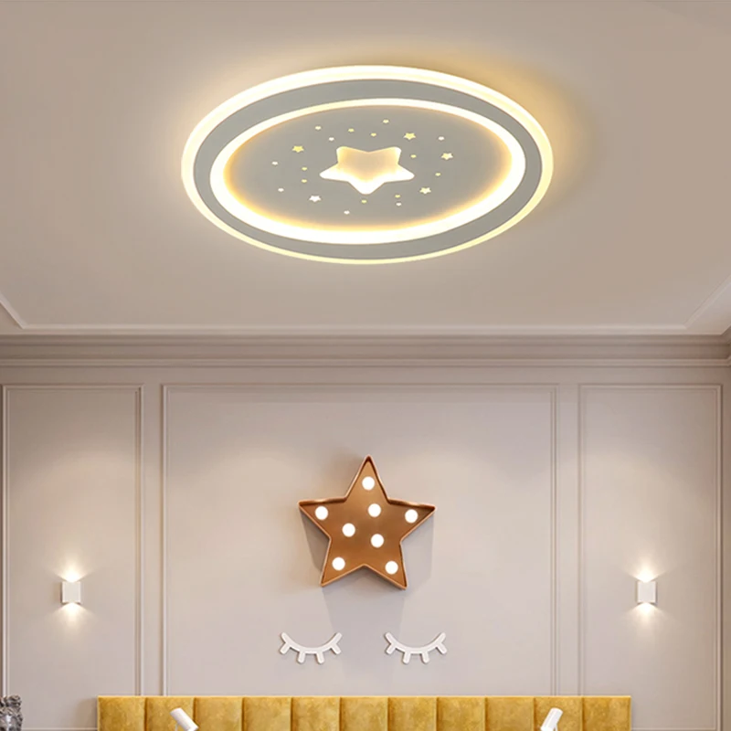 Modern Star Design Ceiling Lamp Children's Room Study Room Creative Chandelier Lighting Simple Warm Romantic LED Ceiling Light