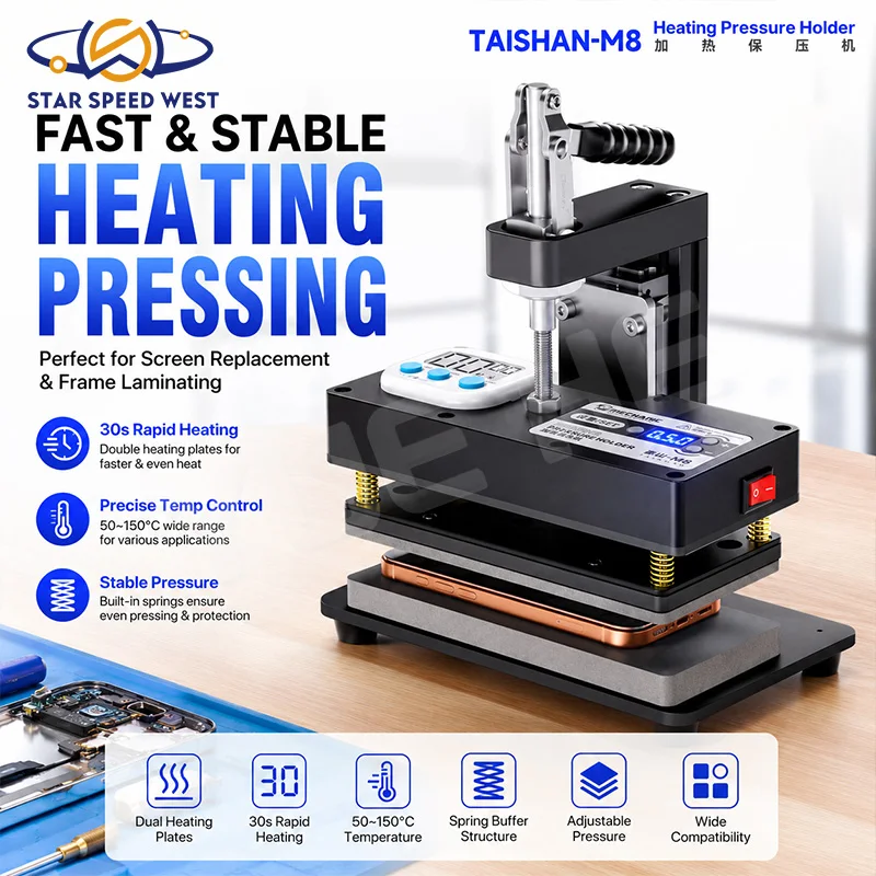 MECHANIC TAISHAN M8 Heat Press Holder Phone Screen Repair Laminating Machine for Phone Back Cover Mid Frame Bonding Repair Tools