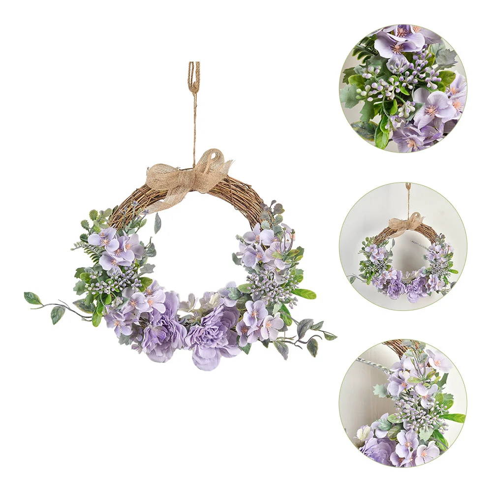 

1pcs Silk Flower Wreath Bowknot Hanging Decor For Door Window Valentine Party Summer Home Decoration Lightweight Rattan Wreaths