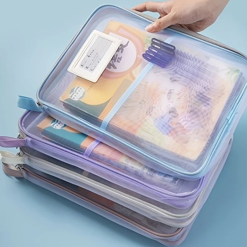 Durable A4 Mesh File Organizer: Multi-layer Transparent Storage, Large Capacity, Ideal for Students & Office Use