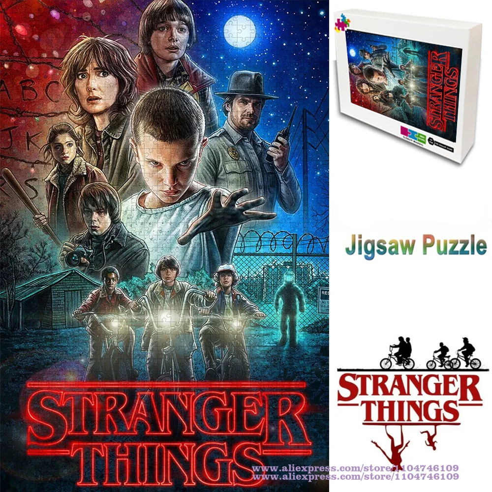 

Stranger Things Puzzle Jigsaw 108/200/300/500/1000/1500Pcs Intelligence Puzzles for Kids Birthday /christmas Gift with Box
