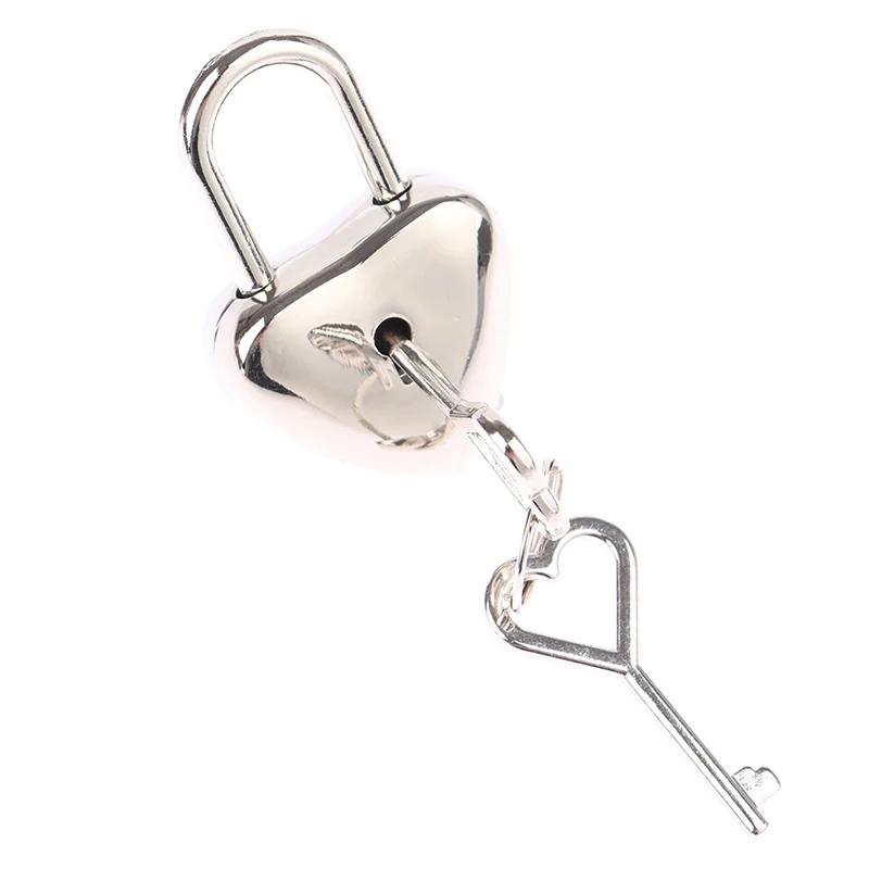 1Set Heart Shape Padlock Mini Luggage Hardware Locks With Key Lock For Travel Wedding Jewelry Box Diary Book Suitcase