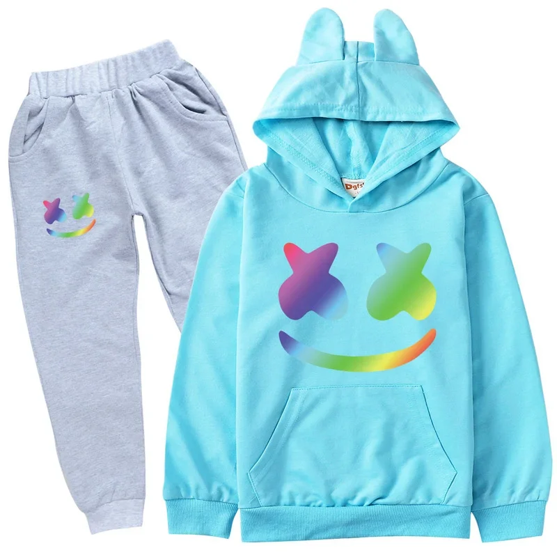 2-16y Frühling Herbst Kinder Kleidung Sets DJ Marsh mello Kinder Kleidung Baby Jungen Hoodies Hosen 2 Stück Set Trainings anzug Anime Outwear