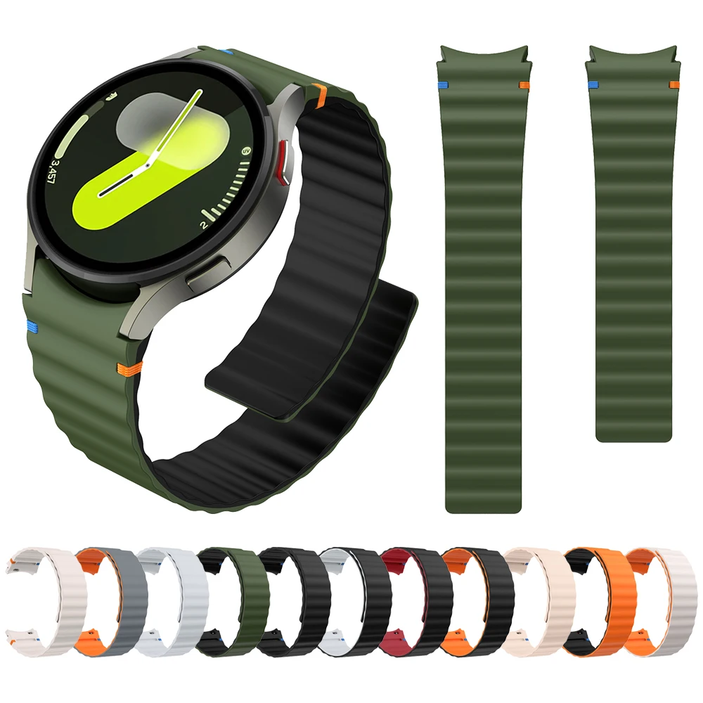 Zweifarbiges magnetisches Silikonarmband für Samsung Galaxy Watch 7 6 Classic 47 mm 5 Pro 45 mm 4 FE 40 mm 44 mm Bandarmband ohne Lücken